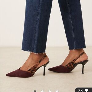 ASOS DESIGN Sabrina slingback stiletto heel shoes in burgundy and leopard